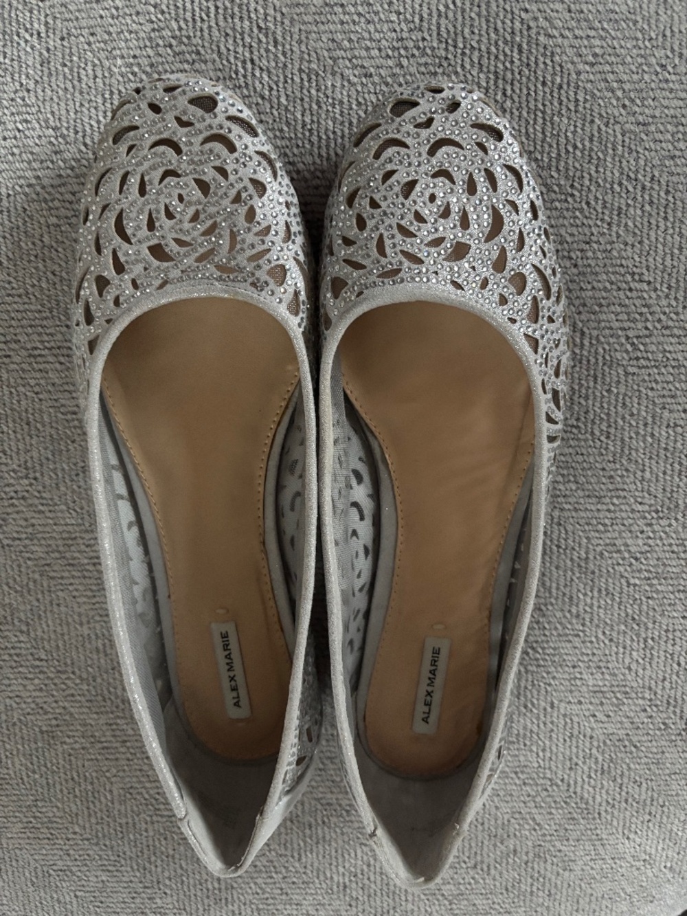 Alex Marie Sparkly silver flats for evening wear.  Never worn. Size 8.5